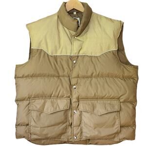Vintage Miller Down Puffer Vest Sz XL Brown Tan Quilted Western Cowboy